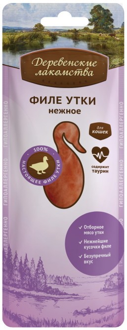 Деревенские лакомства для кошек "Филе утки нежное" - 10 г