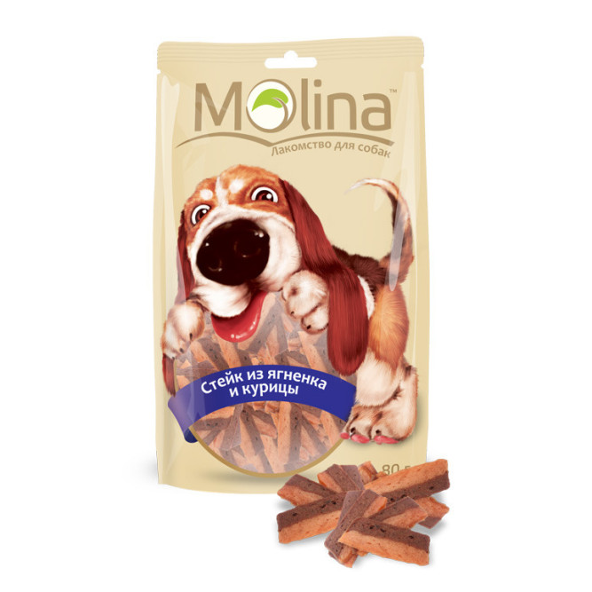 Лакомство Molina для собак Стейк из ягненка и курицы, 80г