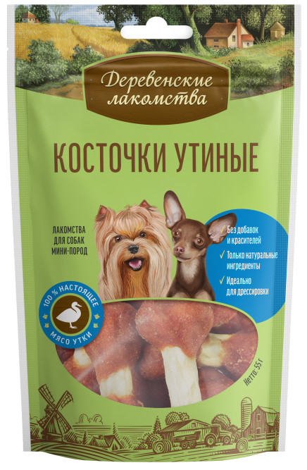 Деревенские лакомства для мини-пород Косточки утиные - 55 г