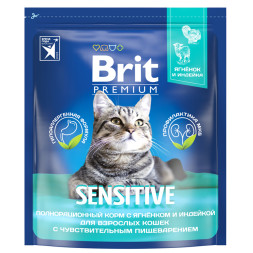 Brit Premium Cat Sensitive сухой корм для взрослых кошек с чувствительным пищеварением с ягненком и индейкой - 2 кг
