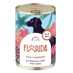 Florida консервы для собак с уткой и клюквой - 400 г х 9 шт