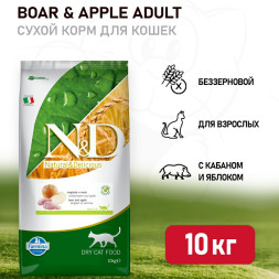 Farmina N&amp;D Prime Cat Boar &amp; Apple Adult сухой беззерновой корм для взрослых кошек с кабаном и яблоком - 10 кг
