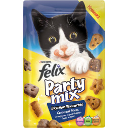 FELIX Party Mix лакомство для кошек сырный микс чеддер, гауда, эдам 20 г
