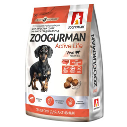 Зоогурман Active Life сухой корм для взрослых собак малых и средних пород с телятиной - 1,2 кг