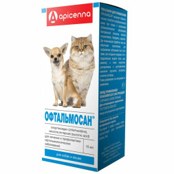 Apicenna Офтальмосан капли для лечения и профилактики офтальмологических заболеваний бактериальной этиологии у собак и кошек - 15 мл