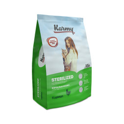 Karmy Sterilized сухой корм для стерилизованных кошек и кастрированных котов, с курицей - 1,5 кг