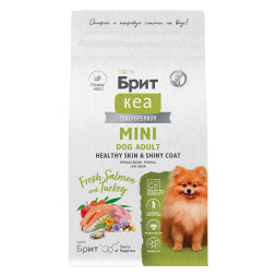 Брит Кеа Мини Dog Adult Healthy Skin&Shiny Coat сухой корм для взрослых собак мини пород для кожи и шерсти с лососем и индейкой - 1,5 кг