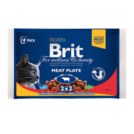 Набор паучей Brit Premium meat Plate мясная тарелка 4 шт х 100 гр
