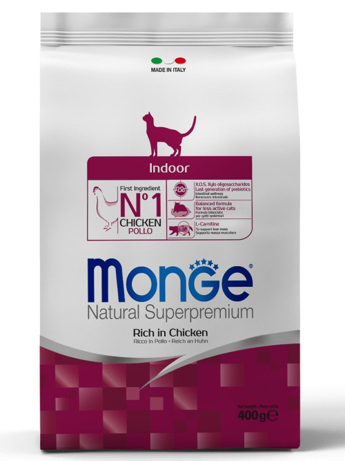 Monge Cat Indoor сухой корм для взрослых кошек постоянно живущих в помещении 400 г