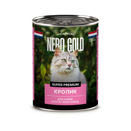 Nero Gold консервы для взрослых кошек и котят с кроликом - 415 г х 12 шт