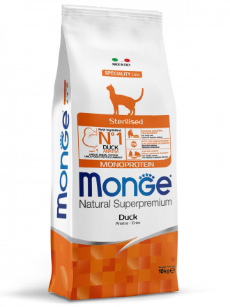 Monge Cat Monoprotein Sterilised сухой корм для взрослых стерилизованных кошек с уткой - 10 кг