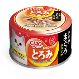 Inaba Ciao Toromi консервы для взрослых кошек с куриным филе, тунцом магуро и гребешком, в бульоне - 80 г х 24 шт