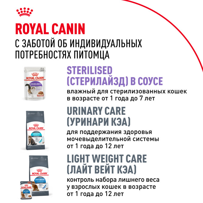 Royal Canin Sterilised влажный корм стерилизованных кошек кусочки в желе, в паучах - 85 г х 28 шт