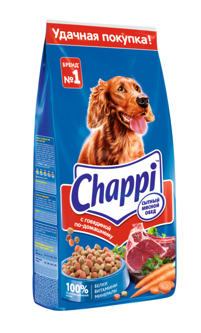 Chappi Сытный мясной обед сухой корм для собак с говядиной по-домашнему - 15 кг