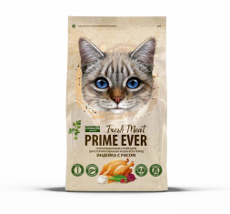 Prime Ever Fresh Meat Sterilized Adult Cat сухой корм для взрослых стерилизованных кошек с индейкой и рисом -  370 г