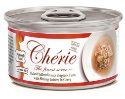 Pettric Cherie Flaked Yellowfin Mix влажный корм для кошек с тунцом и креветкой в подливе - 80 г х 24 шт