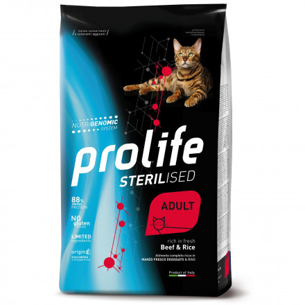 Prolife Sterilised сухой корм для кошек кастрированных и стерилизованных с говядиной и рисом - 400 г