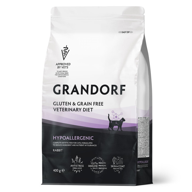 Grandorf Veterinary Diet Cat Hypoallergenic сухой диетический корм для кошек с пищевой аллергией или непереносимостью - 400 г