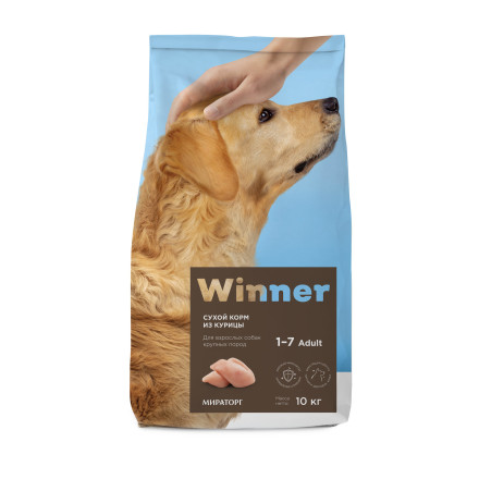 Winner сухой корм для взрослых собак крупных пород с курицей - 10 кг