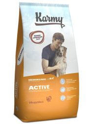 Karmy Active Medium &amp; Maxi сухой корм для взрослых собак средних и крупных пород с повышенным уровнем физической активности, с индейкой - 14 кг