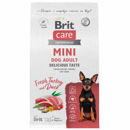 Brit Care Mini Adult Delicious Taste сухой корм для взрослых собак мелких пород, с индейкой и уткой - 1,5 кг