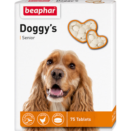 Лакомство Beaphar  Senior Doggy`s для собак старше 7 лет минеральное с L-карнитином - 75 таблеток