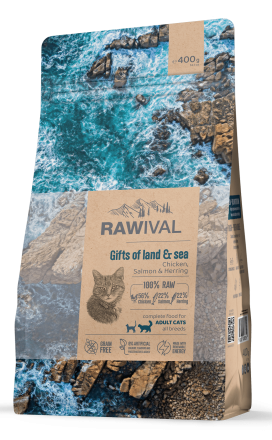 Rawival Gifts of Land &amp; Sea сухой корм для взрослых кошек с курицей и рыбой - 400 г