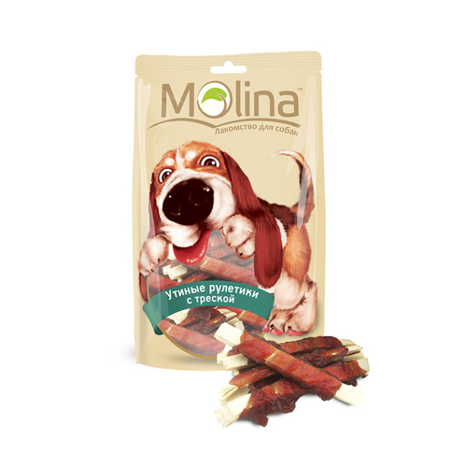 Лакомство Molina для собак Утиные рулетики с треской, 80г