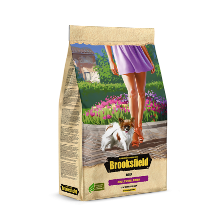 Brooksfield Low Grain Adult Dog Small Breed сухой корм для взрослых собак мелких пород, с говядиной и рисом - 1,5 кг