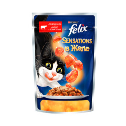 Паучи Felix Sensations для кошек с говядиной и томатом в желе - 85 г