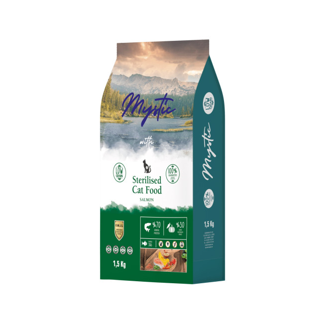 Mystic Sterilised Cat Food Salmon сухой корм для стерилизованных кошек с лососем - 1,5 кг
