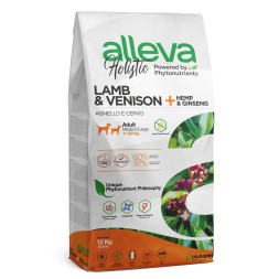 Alleva Holistic Adult Lamb &amp; Venison Medium/Maxi сухой корм для взрослых собак с ягненком и олениной, коноплей и женьшенем - 12 кг