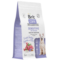 Brit Care Dog Adult Sensitive Healthy Digestion сухой корм для собак всех пород с чувствительным пищеварением, с индейкой и ягненком - 1,5 кг