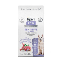Брит Кеа Dog Adult Sensitive All Breeds Healthy Digestion сухой корм для взрослых собак всех пород при чувствительном пищеварении с индейкой, ягненком и рисом - 1,5 кг