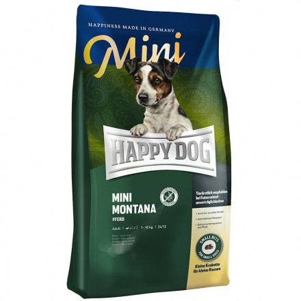Happy Dog Supreme Sensible Mini Mоntana сухой корм для взрослых собак мелких пород при пищевой аллергии и чувствительном пищеварении с кониной - 1 кг
