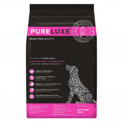 PureLuxe сухой корм для нормализации веса у собак с индейкой, лососем и чечевицей - 400 г