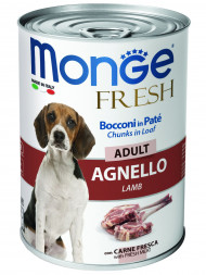 Monge Dog Fresh влажный корм для собак с мясным рулетом из ягненка в консервах 400 г  (24 шт в уп)
