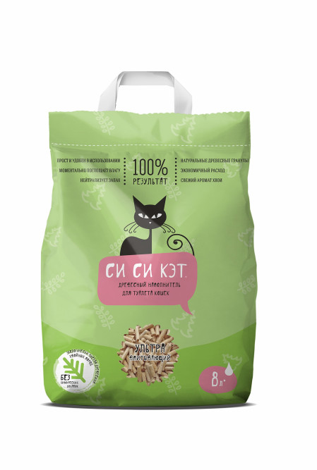 СиСиКэт наполнитель впитывающий древесный для туалета кошек - 8 л