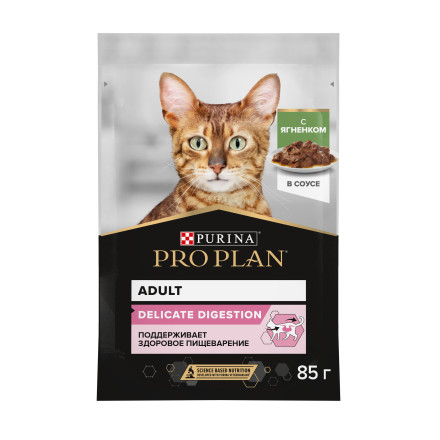 Pro Plan Delicate паучи для взрослых кошек при чувствительном пищеварении с ягненком - 85 г х 26 шт
