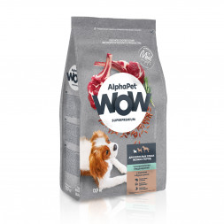 AlphaPet WOW Superpremium сухой полнорационный корм для взрослых собак мелких пород с чувствительным пищеварением с ягненком и бурым рисом - 900 г