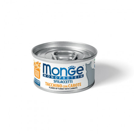 Monge Cat Monoprotein влажный корм для взрослых кошек с индейкой и морковью в консервах 80 г (24 шт в уп)