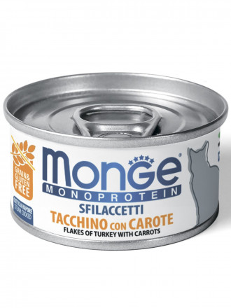 Monge Cat Monoprotein влажный корм для взрослых кошек с индейкой и морковью в консервах 80 г (24 шт в уп)
