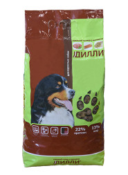 Дилли сухой корм для взрослых собак говяжий гуляш с овощами - 14 кг