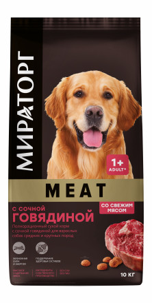 Мираторг WINNER MEAT сухой корм для взрослых собак средних и крупных пород, с сочной говядиной - 10 кг