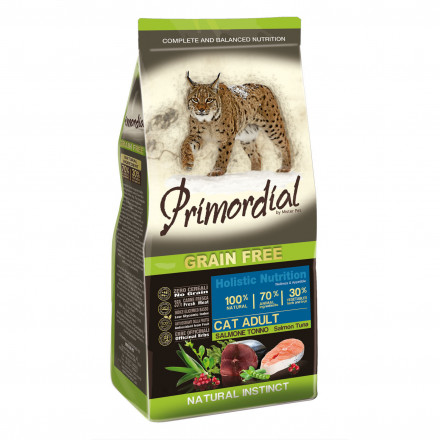 Сухой корм Primordial для кошек беззерновой с лососем и тунцом - 2 кг