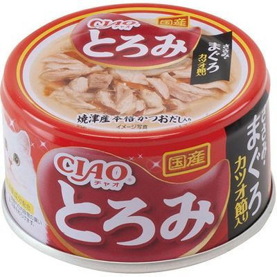 Inaba Ciao Toromi влажный дополнительный корм для взрослых кошек с куриным филе, тунцом Магуро и Кацуобуси в бульоне, в консервах - 80 г х 24 шт