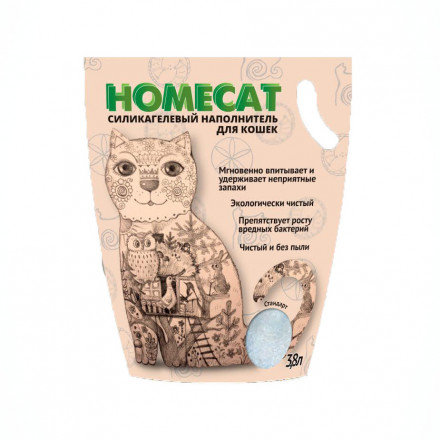 Homecat Стандарт cиликагелевый впитывающий наполнитель без запаха - 3,8 л