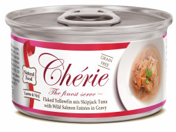 Pettric Cherie Flaked Yellowfin Mix влажный корм для кошек с тунцом и лососем в подливе - 80 г х 24 шт