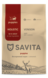 Savita сухой корм для щенков всех пород с олениной - 4 кг