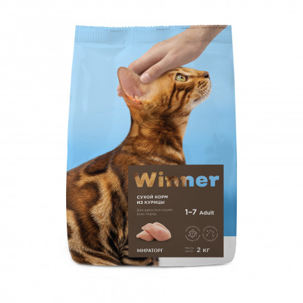 Winner сухой корм для взрослых кошек всех пород с курицей - 2 кг
